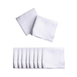 10 Pieces Cotton Hanky for Men Suit Solid White Handkerchiefs for DIY Crafts 20cmx20cm