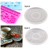 Coaster Silicone Mould Lightweight Reusable Round Tray Gypsum Model for Desk Style A