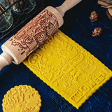 Maxbell Embossed Rolling Pin for Party Favors Thanksgiving Father and Mother's Gifts Style B