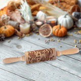 Maxbell Embossed Rolling Pin for Party Favors Thanksgiving Father and Mother's Gifts Style C
