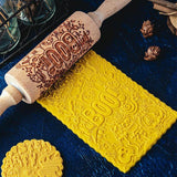 Maxbell Embossed Rolling Pin for Party Favors Thanksgiving Father and Mother's Gifts Style D