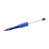 Beadable Pen Children Gift Office Lightweight Stationary Supplies Beaded Pen Shiny Deep Blue