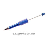 Beadable Pen Children Gift Office Lightweight Stationary Supplies Beaded Pen Shiny Deep Blue