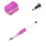 Beadable Pen Children Gift Office Lightweight Stationary Supplies Beaded Pen Shiny Rose Red