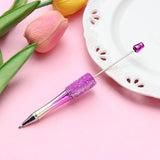 Beadable Pen Children Gift Office Lightweight Stationary Supplies Beaded Pen Shiny Rose Red