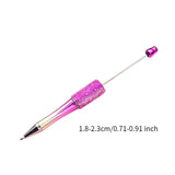 Beadable Pen Children Gift Office Lightweight Stationary Supplies Beaded Pen Shiny Rose Red