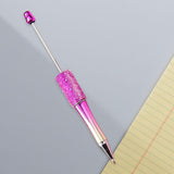 Beadable Pen Children Gift Office Lightweight Stationary Supplies Beaded Pen Shiny Rose Red