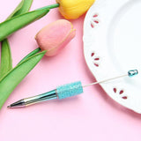 Beadable Pen Children Gift Office Lightweight Stationary Supplies Beaded Pen Shiny Blue