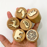 6 Pieces Wooden Stamps for Kids DIY Craft Decorations Children Animal Stamps