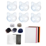 6Pcs Cat Mask Kit Crafts Animal Mask for Holiday Fancy Dress Party Halloween