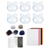 6Pcs Cat Mask Kit Crafts Animal Mask for Holiday Fancy Dress Party Halloween