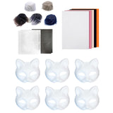 6Pcs Cat Mask Kit Crafts Animal Mask for Holiday Fancy Dress Party Halloween