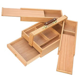 Wood Artist Supply Storage Box Case with Compartments and Drawer for Pastels