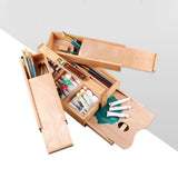 Wood Artist Supply Storage Box Case with Compartments and Drawer for Pastels