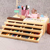 Artist Supply Storage Box with Removable Divider for Brushes Markers Pencils 2 Drawer