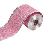 2inch x 90 Yards Christmas Wired Edge Ribbon Flexible for Christmas Projects Pink