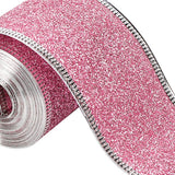 2inch x 90 Yards Christmas Wired Edge Ribbon Flexible for Christmas Projects Pink