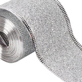 2inch x 90 Yards Christmas Wired Edge Ribbon Flexible for Christmas Projects Silvery