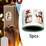 5 Rolls of Christmas Stickers Holiday Stickers for Gift Decoration Notebook