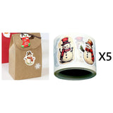 5 Rolls of Christmas Stickers Holiday Stickers for Gift Decoration Notebook