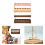 Wood Cosmetic Brushes Rack Phone Holder Pencil Holder for Dorm Stores Office Brown