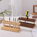 Wood Cosmetic Brushes Rack Phone Holder Pencil Holder for Dorm Stores Office Brown