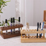 Wood Cosmetic Brushes Rack Phone Holder Pencil Holder for Dorm Stores Office Brown