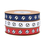 Soccer Ribbon 1cm Wide Soccer Pattern for Sewing Graduation Party Decoration White