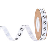 Soccer Ribbon 1cm Wide Soccer Pattern for Sewing Graduation Party Decoration White
