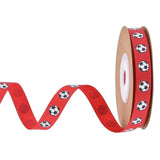 Soccer Ribbon 1cm Wide Soccer Pattern for Sewing Graduation Party Decoration White