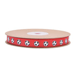 Soccer Ribbon 1cm Wide Soccer Pattern for Sewing Graduation Party Decoration White
