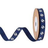 Soccer Ribbon 1cm Wide Soccer Pattern for Sewing Graduation Party Decoration White