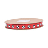 Soccer Ribbon 1cm Wide Soccer Pattern for Sewing Graduation Party Decoration Red