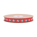 Soccer Ribbon 1cm Wide Soccer Pattern for Sewing Graduation Party Decoration Red