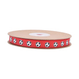 Soccer Ribbon 1cm Wide Soccer Pattern for Sewing Graduation Party Decoration Red