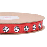 Soccer Ribbon 1cm Wide Soccer Pattern for Sewing Graduation Party Decoration Red