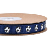 Soccer Ribbon 1cm Wide Soccer Pattern for Sewing Graduation Party Decoration Blue