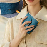 Maxbell Cash Wrap Wallet with Clasp Pouch Organizer for Holiday Business Travel Blue