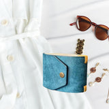 Maxbell Cash Wrap Wallet with Clasp Pouch Organizer for Holiday Business Travel Blue