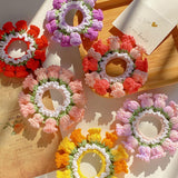 Maxbell Knitted Hair Tie Crochet Ponytail Holder Scrunchie for Gift Festival Wedding Pink