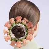 Maxbell Knitted Hair Tie Crochet Ponytail Holder Scrunchie for Gift Festival Wedding Pink