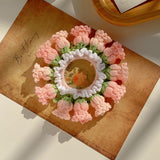 Maxbell Knitted Hair Tie Crochet Ponytail Holder Scrunchie for Gift Festival Wedding Pink
