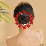 Maxbell Knitted Hair Tie Crochet Ponytail Holder Scrunchie for Gift Festival Wedding Red
