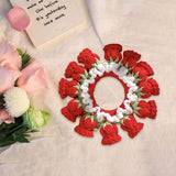 Maxbell Knitted Hair Tie Crochet Ponytail Holder Scrunchie for Gift Festival Wedding Red
