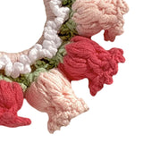 Maxbell Knitted Hair Tie Crochet Ponytail Holder Scrunchie for Gift Festival Wedding Pink and Red