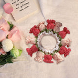 Maxbell Knitted Hair Tie Crochet Ponytail Holder Scrunchie for Gift Festival Wedding Pink and Red