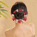 Maxbell Knitted Hair Tie Crochet Ponytail Holder Scrunchie for Gift Festival Wedding Pink and Red