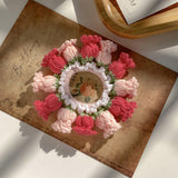 Maxbell Knitted Hair Tie Crochet Ponytail Holder Scrunchie for Gift Festival Wedding Pink and Red