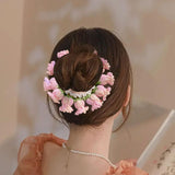 Maxbell Knitted Hair Tie Crochet Ponytail Holder Scrunchie for Gift Festival Wedding Light Purple