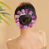 Maxbell Knitted Hair Tie Crochet Ponytail Holder Scrunchie for Gift Festival Wedding Deep Purple